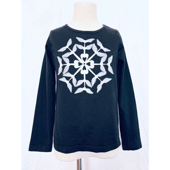 Hanna Andersson Girls 6/7 (120) Long Sleeve Snowflake Lace Appliqué Knit Top - Picture 1 of 5